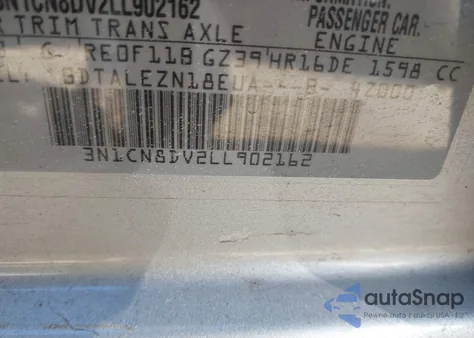 2020 Nissan Versa S Xtronic Cvt из США, поврежденный, VIN 3N1CN8DV2LL902162